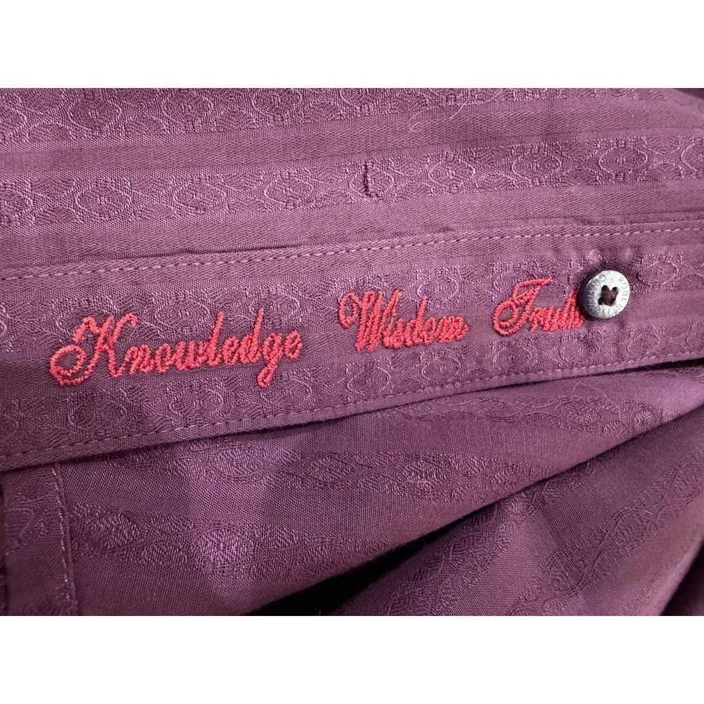 Men's Robert Graham Deep Purple Button-Down Striped Cotton Shirt L w/embroidery - Picture 6 of 7
